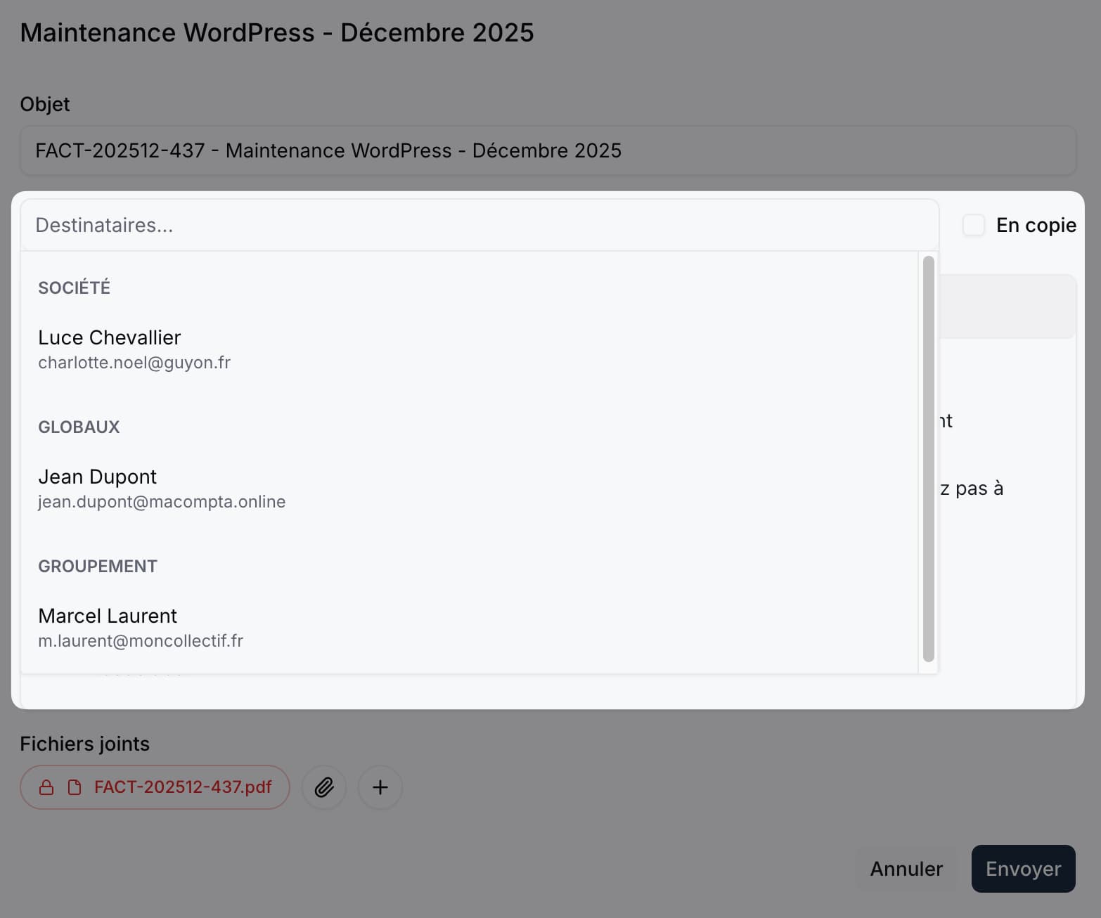 Des destinataires suggérés intelligemment pour chaque envoi d'email
