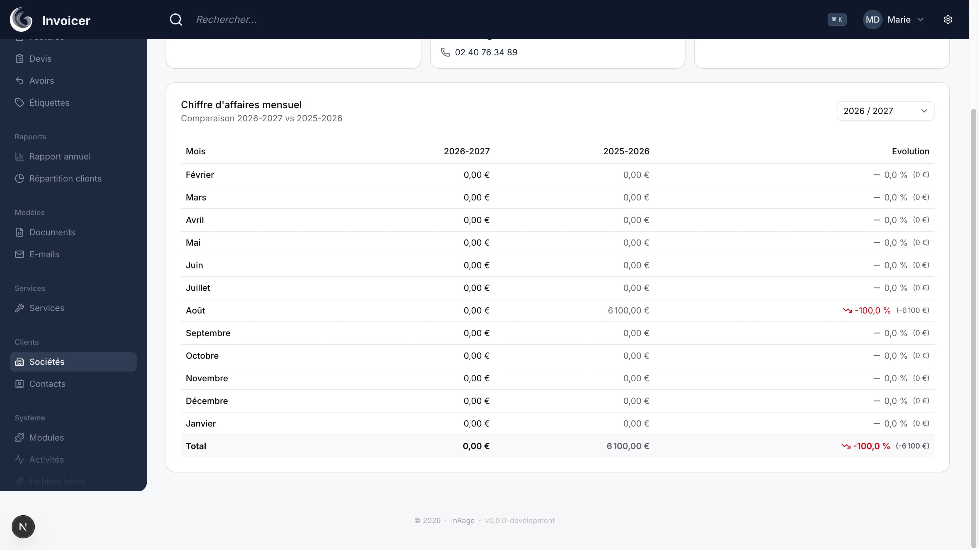 Historique des documents d'un client